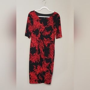 connected apparel Floral Faux Wrap Dress Size 12